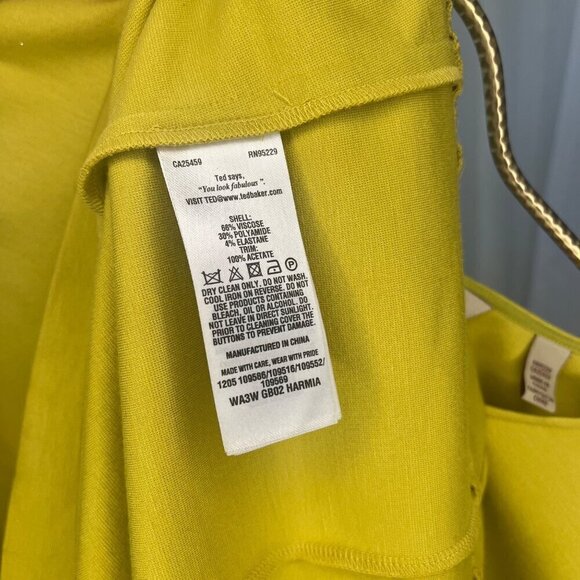 Ted Baker London Dress Olive Lime Color Size 2 Pull Over Style Career Casual - Picture 8 of 11
